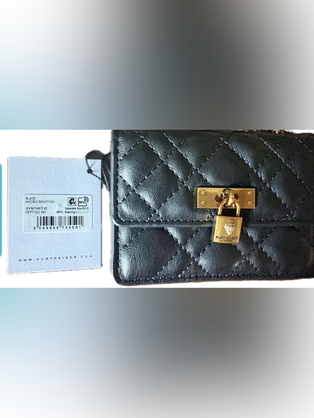 Kurt Geiger Micro Brixton Quilted Crossbody in Black NWT - Picture 4 of 5